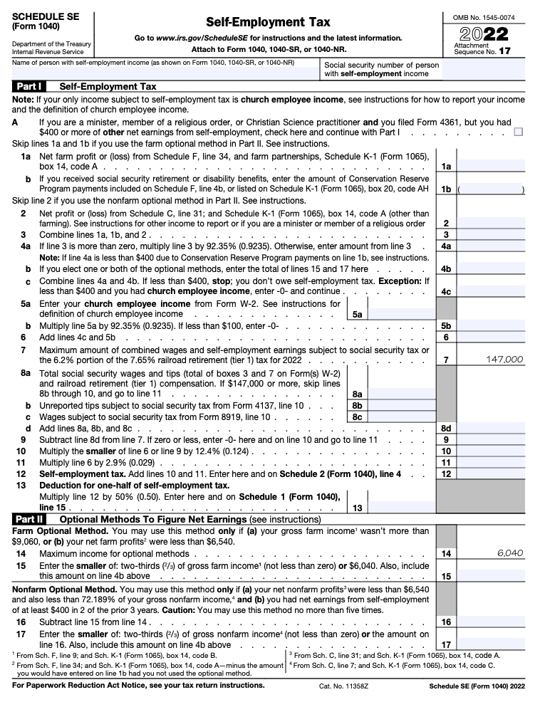 IRS Schedule SE